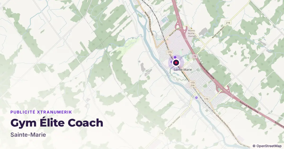 Map: location of the Gym Élite Coach advertising screen in Sainte-Marie, with other network locations nearby