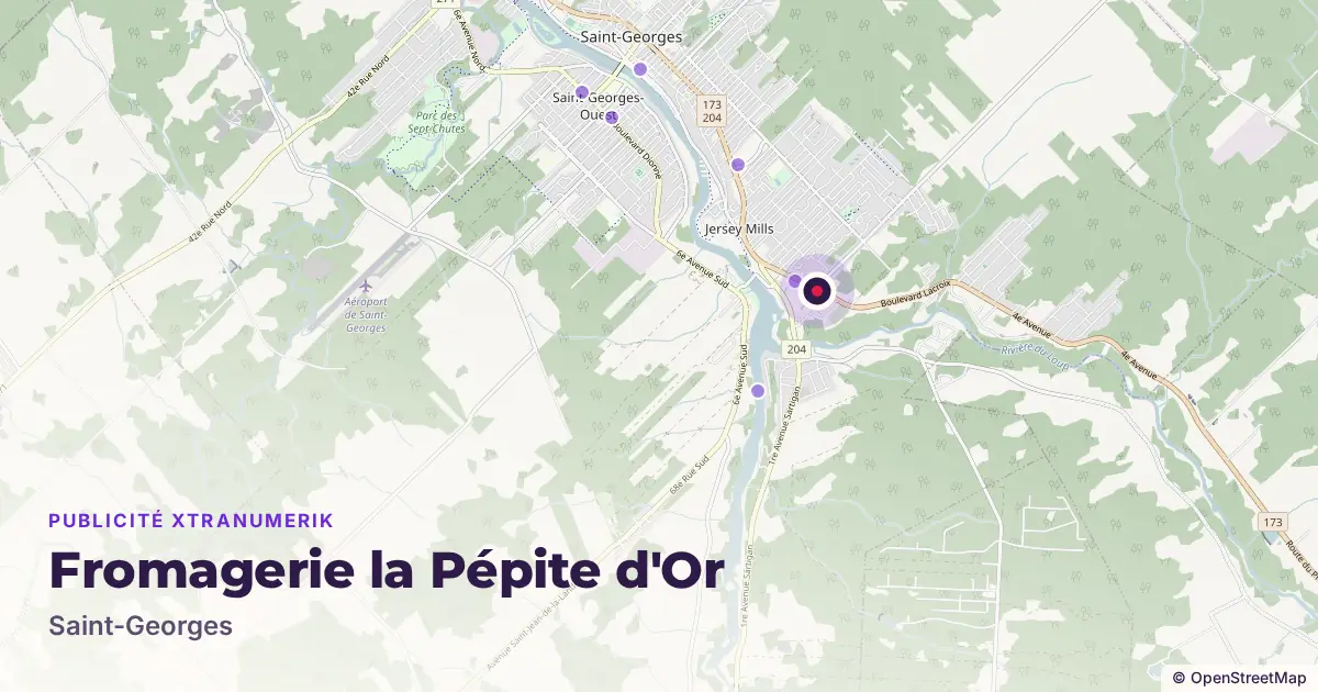 Map: location of the Fromagerie la Pépite d'Or advertising screen in Saint-Georges, with other network locations nearby