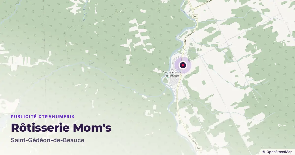 Map: location of the Rôtisserie Mom's advertising screen in Saint-Gédéon-de-Beauce, with other network locations nearby