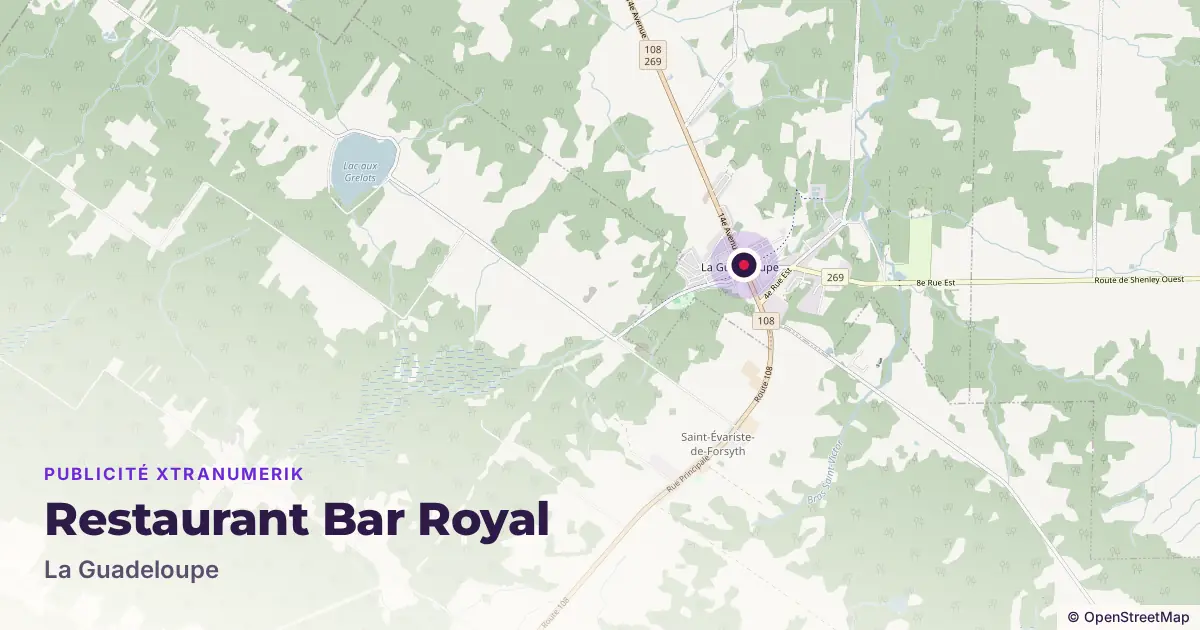 Map: location of the Restaurant Bar Royal advertising screen in La Guadeloupe, with other network locations nearby