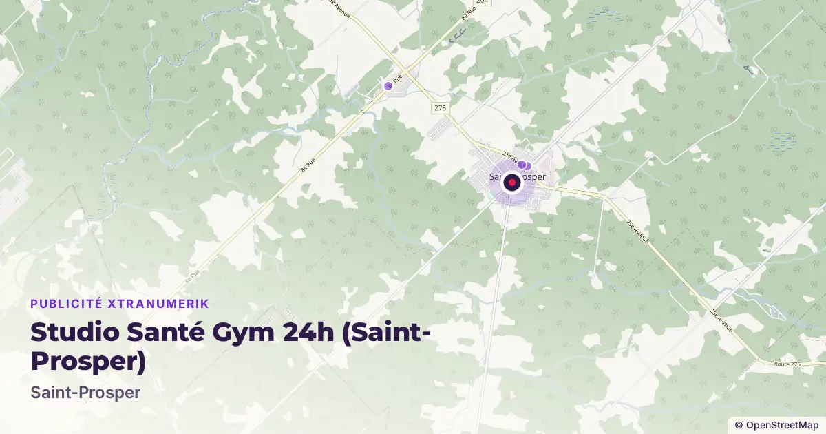 Map: location of the Studio Santé Gym 24h (Saint-Prosper) advertising screen in Saint-Prosper, with other network locations nearby